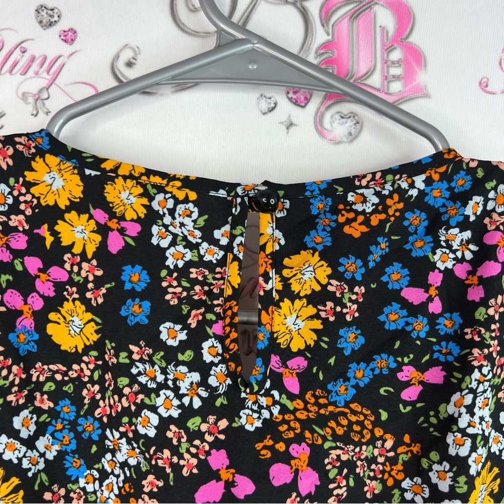 SHEIN curve dress flowers rainbow 🌈 ruffle hem Multicolor Floral Dress - Picture 7 of 10